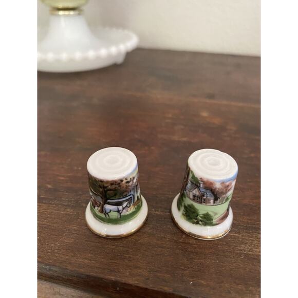 Vintage ‘Four Seasons’ Thimbles Country Farm Porcelain Bone China Japan Made Set - Picture 7 of 8